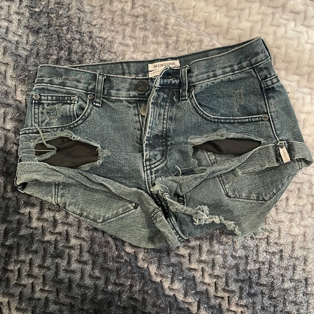 One Teaspoon Black Denim Shorts